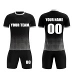 Custom sublimation white-navy football jerseys – children’s kit with custom names, dye-sublimation technology