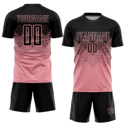 Medium Soccer Pink Custom Sublimation Black Uniform Jersey