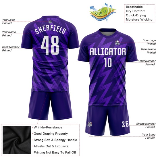 Jersey Purple White Soccer Custom Uniform Sublimation
