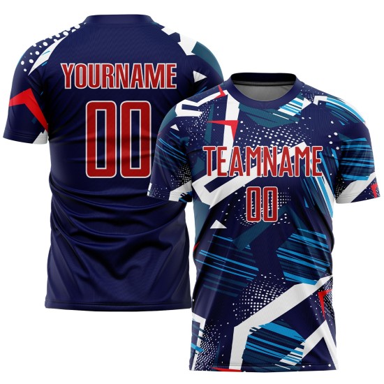 Uniform Jersey Custom Soccer Sublimation Navy Red-White