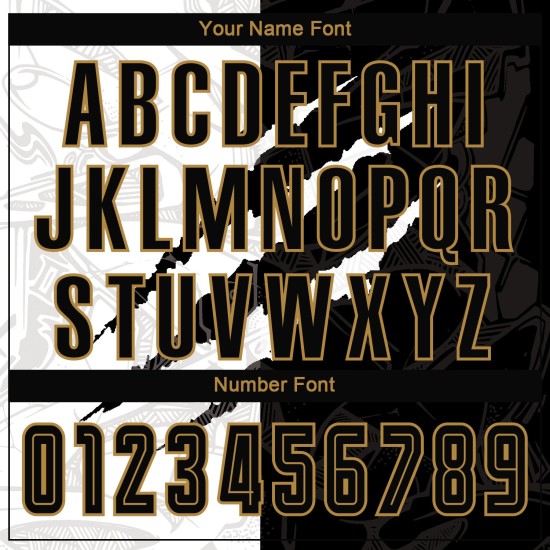 Pattern Scratch Black-Old Gold Uniform Custom Jersey Soccer Sublimation Graffiti