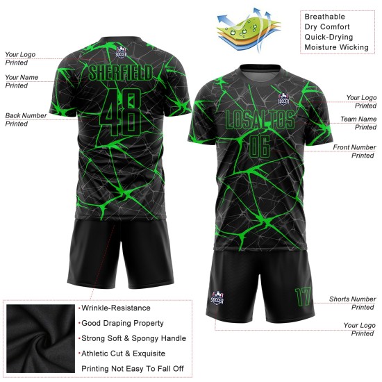 Green Jersey Uniform Custom Sublimation Soccer Black Neon