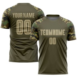 Gold-Camo Sublimation Salute To Service Uniform Soccer Olive Custom Jersey Vegas