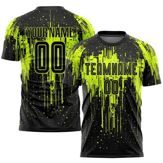 Green Jersey Uniform Neon Sublimation Soccer Custom Black
