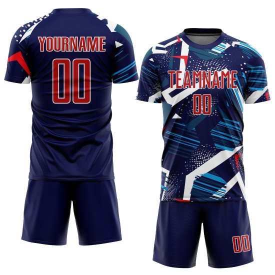 Uniform Jersey Custom Soccer Sublimation Navy Red-White