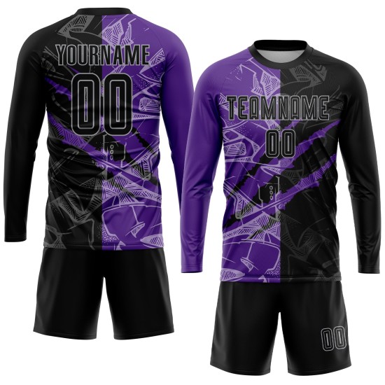 Pattern Uniform Custom Purple-Gray Sublimation Graffiti Jersey Black Scratch Soccer