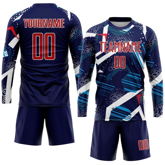 Uniform Jersey Custom Soccer Sublimation Navy Red-White